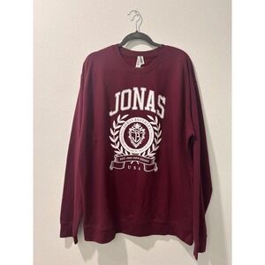 Jonas Brothers Official 2021 Tour Crewneck Sweatshirt Maroon XL Crest Graphic